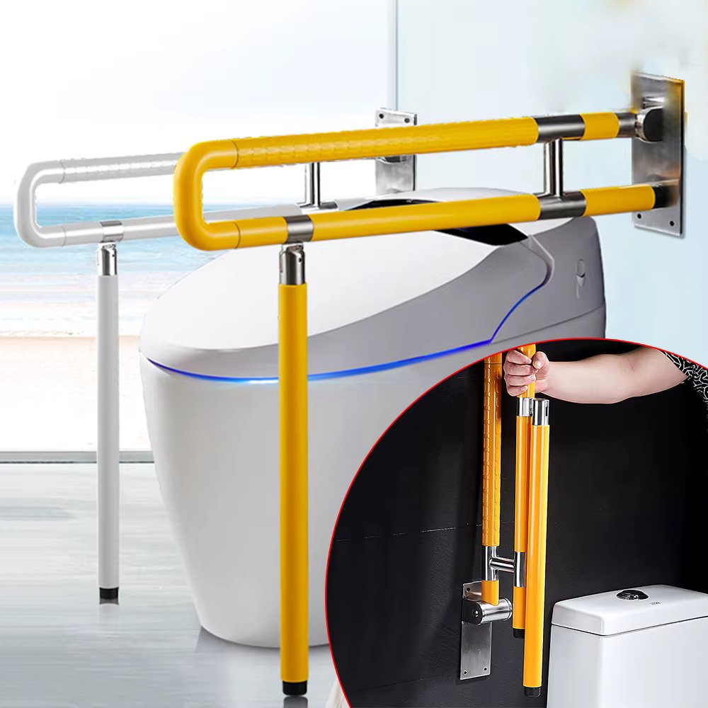 Folding Stainless Steel Toilet Safety Handrail Wall Mounted Luminous Bathroom Handrail