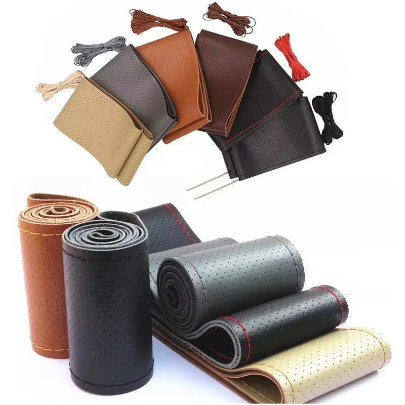 Genuine Leather 42/45/47/50 CM Bus Truck Car Steering Wheel Cover For VOLVO FH FM BENZ IVECO FIAT SCANIA DAF MAN DEUTZ RENAULT