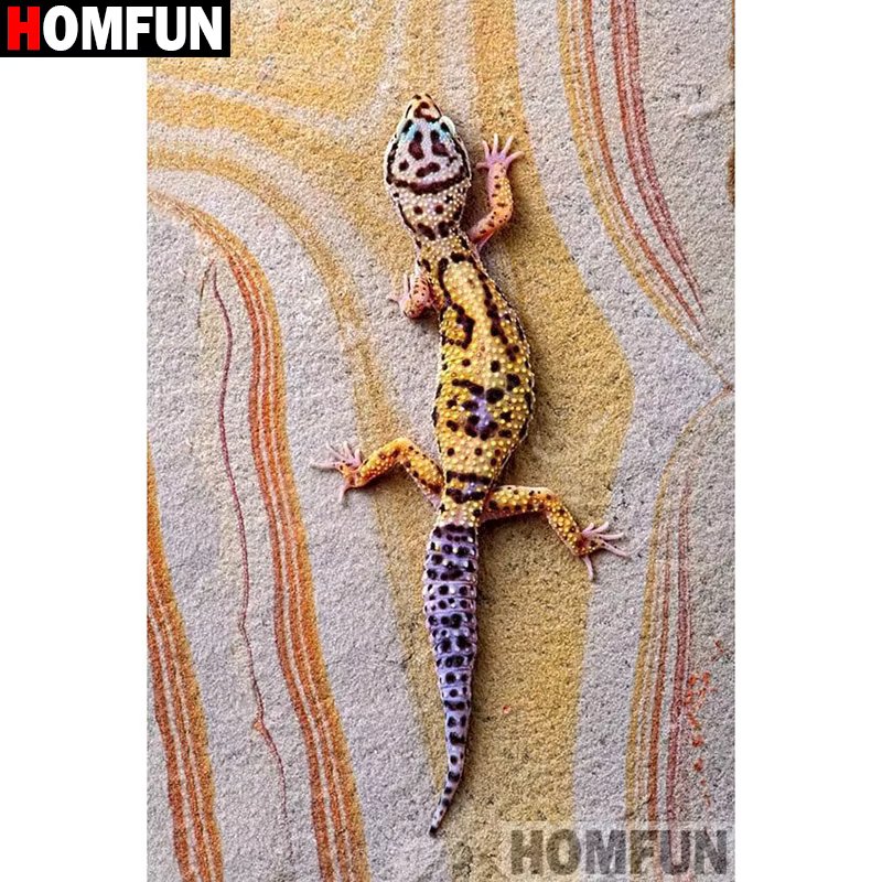 HOMFUN Diamond Painting "Gecko animal"Cross Stitch Custom Photo Diamond Embroidery Square Round Drill Home Decor A30253