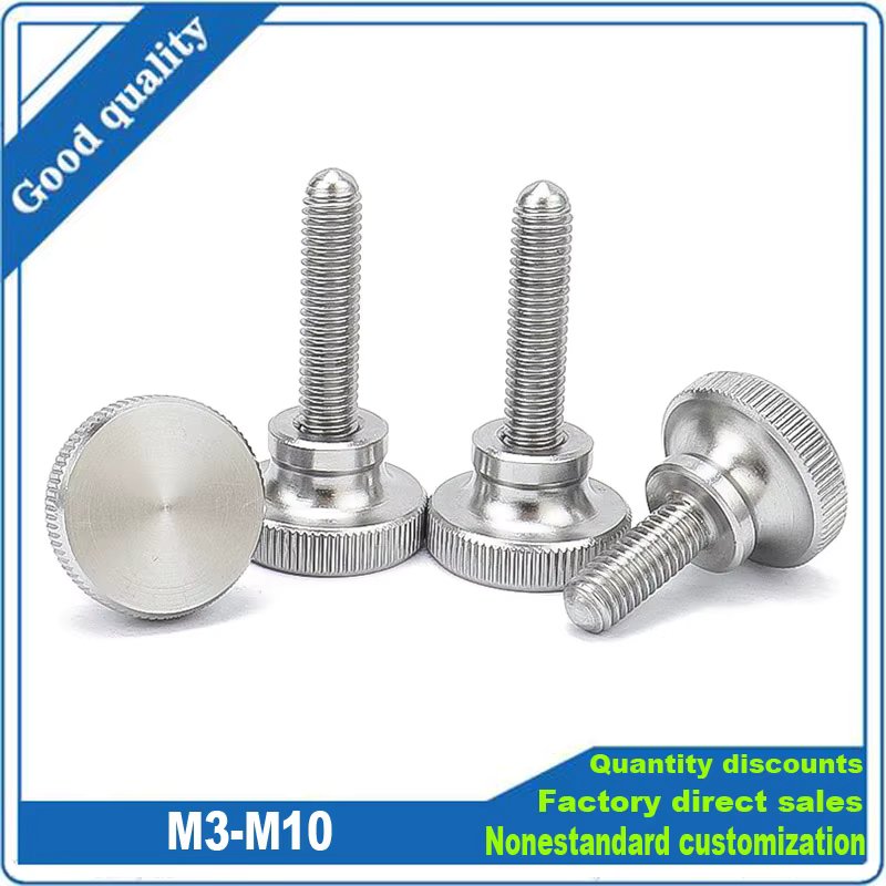 1/5 M2 M2.5 M3 M4 M5 M6 M8 M10 DIN464 GB834 304 Stainless Steel Knurl Head Hand Tighten Curtain Wall Glass Lock Thumb Screw Bolt