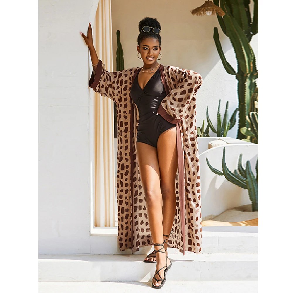 2023 Women Swimsuit Beach Cover Up dress Sleeve Kaftan Beach Tunic Long Pareos Bikinis Cover ups Summer Robe Plage Beachwear