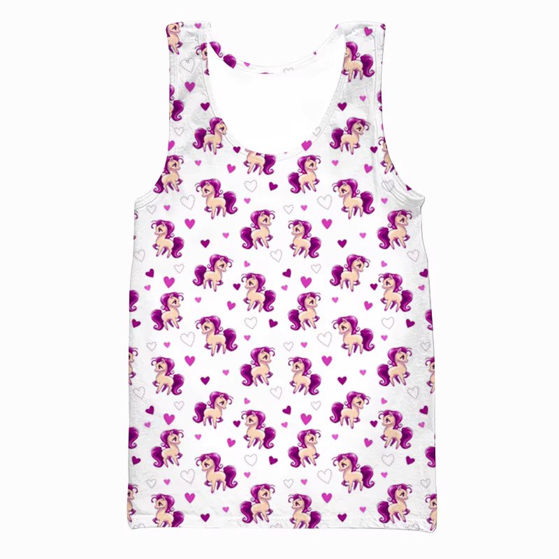 Jumeast Brand Men Women 3D Printed Vest Cartoon Horse Pony Little Pony Short Sleeve Sport Pullover Summer Tank Tops Tees