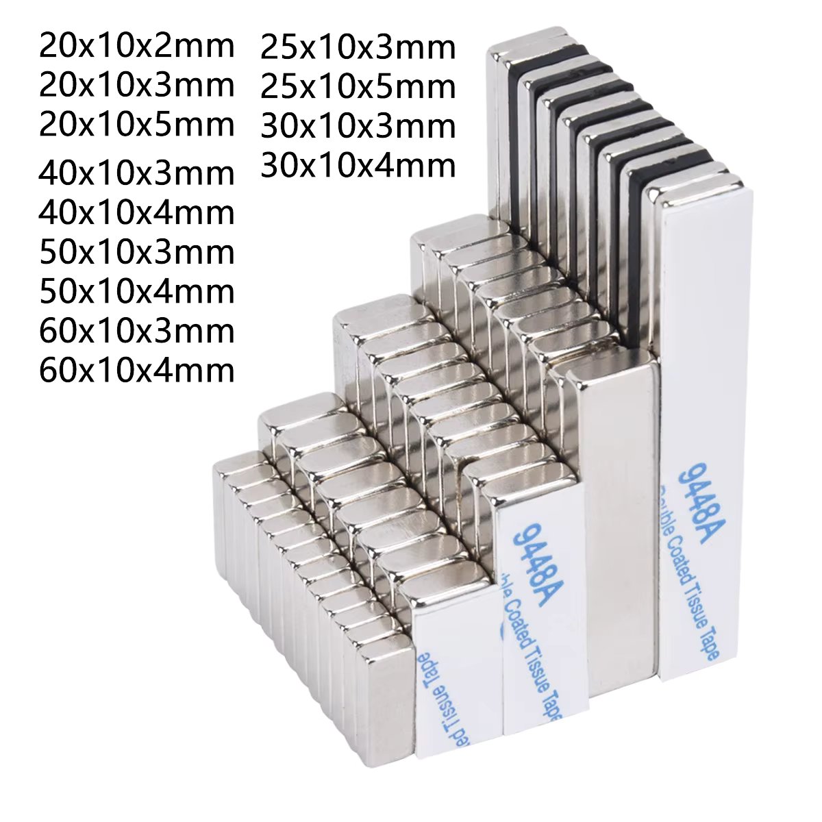 Powerful Self-Adhesive Magnet Square Magnetic Sheets with Double-Sided Pad Rare Earth Neodymium Magnets for DIY Organize Holders