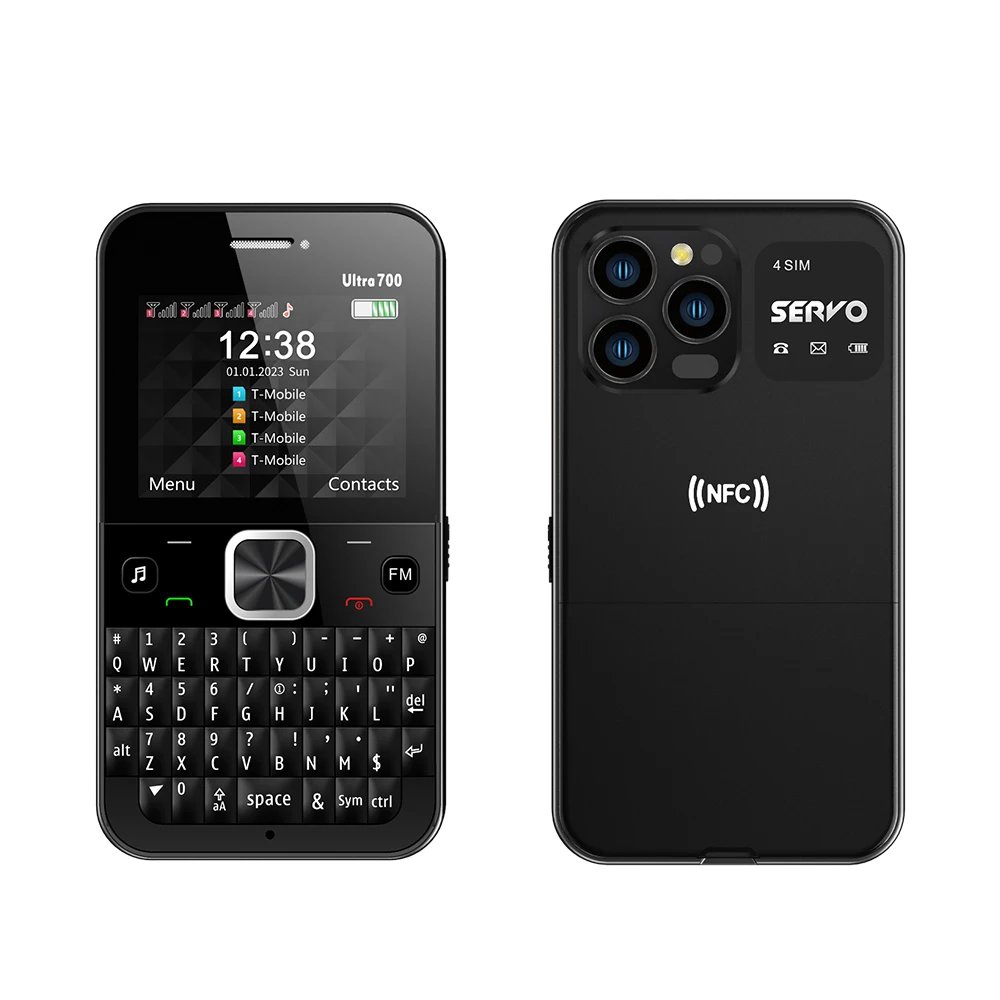 SERVO Ultra700 QWERTY Keyboard Mobile Phone 4 SIM NFC Access Control Flashlight Speed Dial 2.4" FM MP3 Cellular Telephone Type-C
