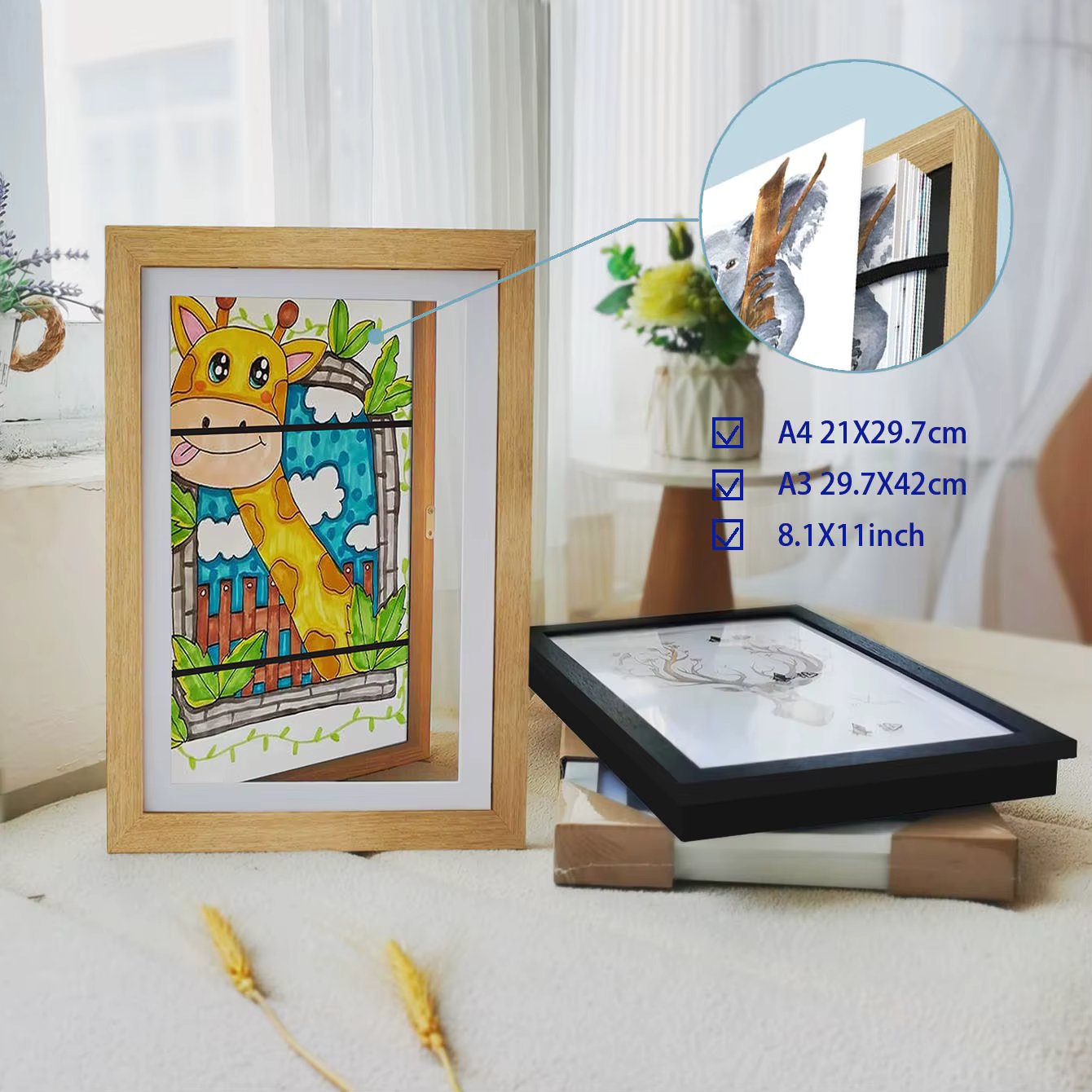 Children Art Frames Magnetic A3 A4 Changeable Kids Frametory for Photo Drawing Paintings Pictures Display Storing Photo Frame
