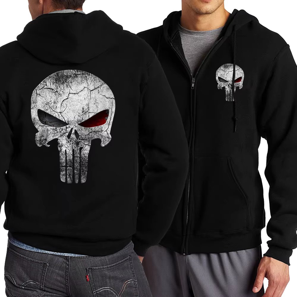 Y2K zipper hoodie Skull Head Series pattern printing Black oversized clothing 2023 new punk Harajuku leisure best selling hoodie