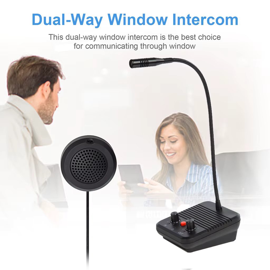 Window Speaker Intercom System Dual Way Anti-Interference Intercommunication Microphone Talk Through Glass Window