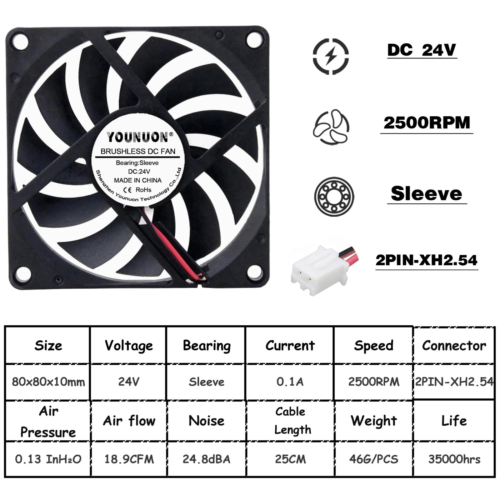 24V Sleeve XH2.54