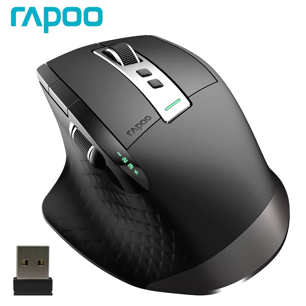 Rapoo MT750L/MT750S Multi-mode Rechargeable Wireless Mouse Ergonomic 3200 DPI Bluetooth Mouse Easy-Switch Up to 4 Devices