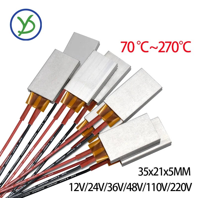 12V~220V Constant Temperature Ceramic PTC Heating Sheet Aluminum Shell Heating Plate Electric Heater Accessories 35*21