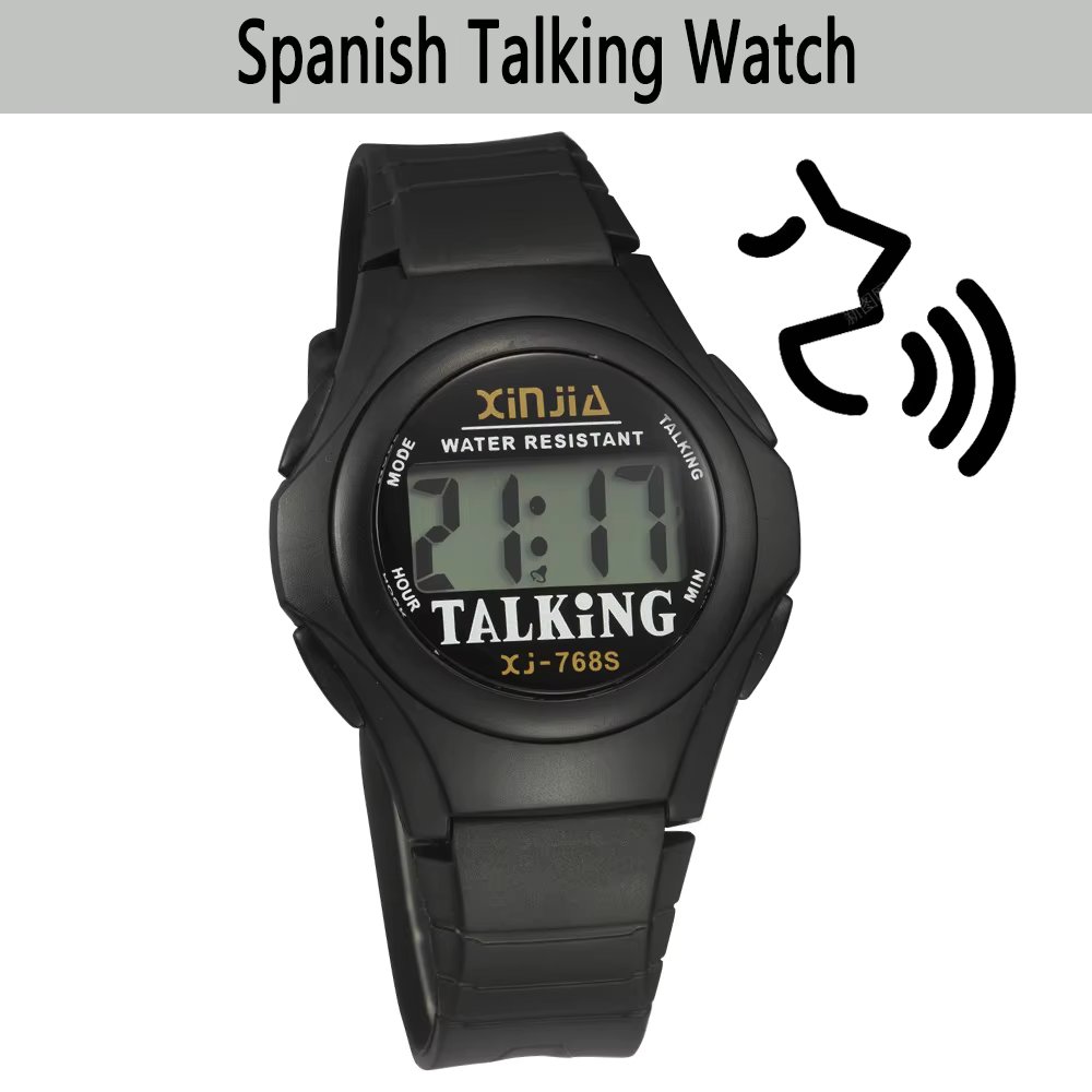 Spanish Talking  Watch for the Blind Elderly Visually Impaired Clock and Watch with Alarm and Whole Time Chime Functio