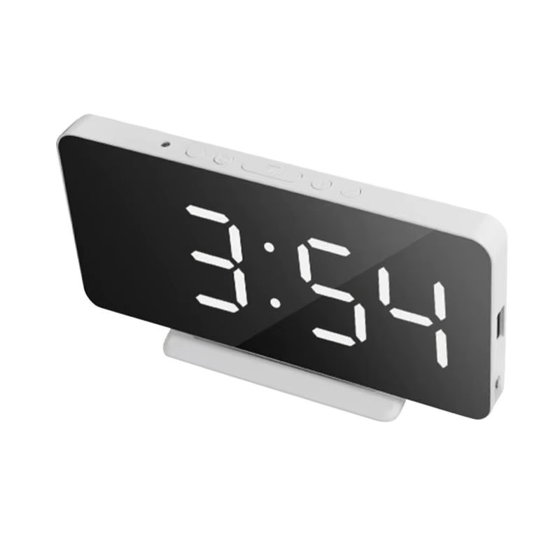 3.1-inch Car LED Multifunctional Mirror Clock Digital Alarm Snooze Display Time Night LCD Light Table Desktop USB 5v/No Battery