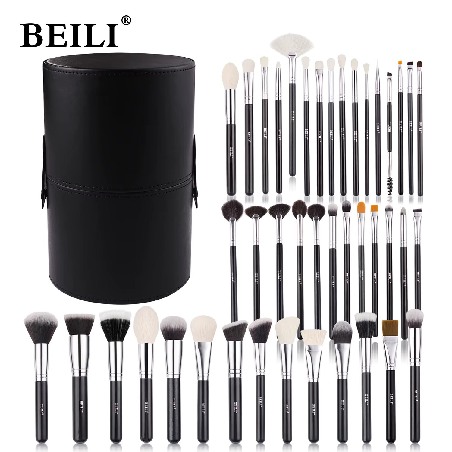 BEILI Makeup Brush Set with Holder 30-42Pcs Professional Foundation Powder Blush Eyeshadow Blending Brushes Kit Make Up Tools