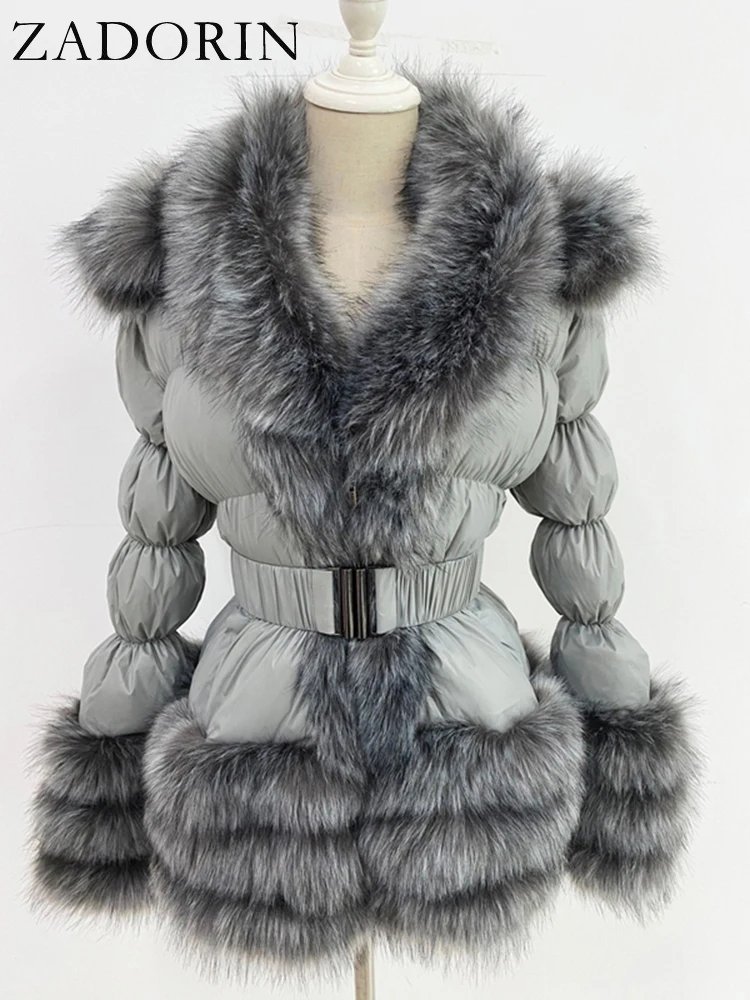 Grey silver fox fur