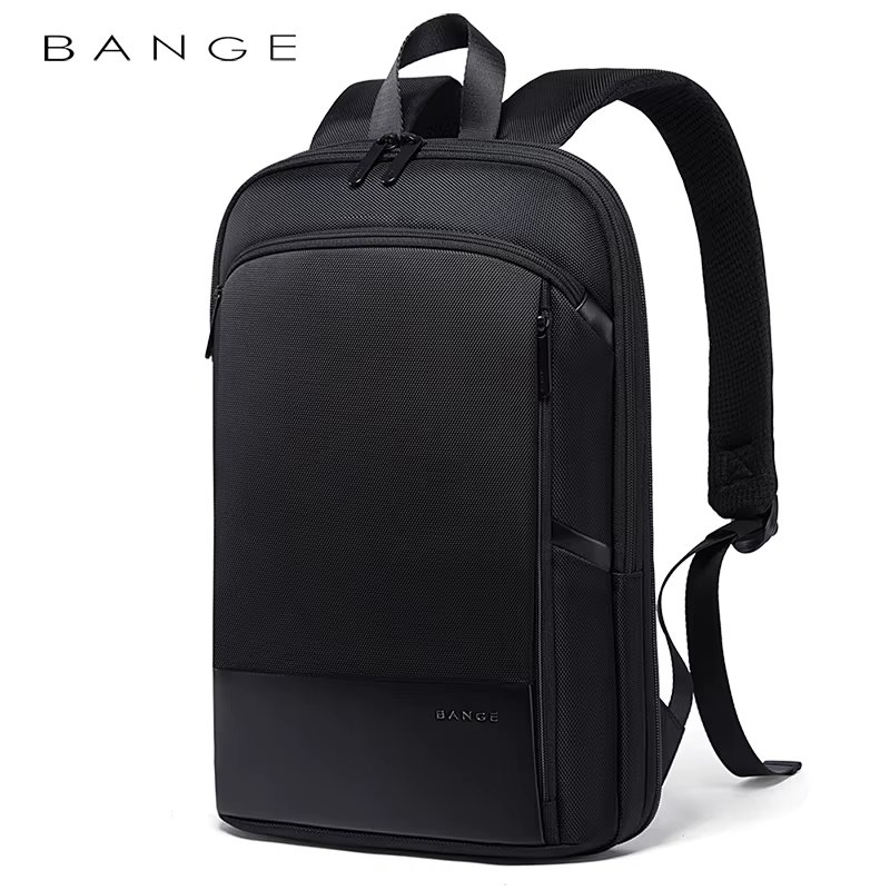 BANGE Slim Men Business Expandable Waterproof 15.6" Laptop Backpack Fashion Male Travel Light Scalable Shoulder Bags for Men