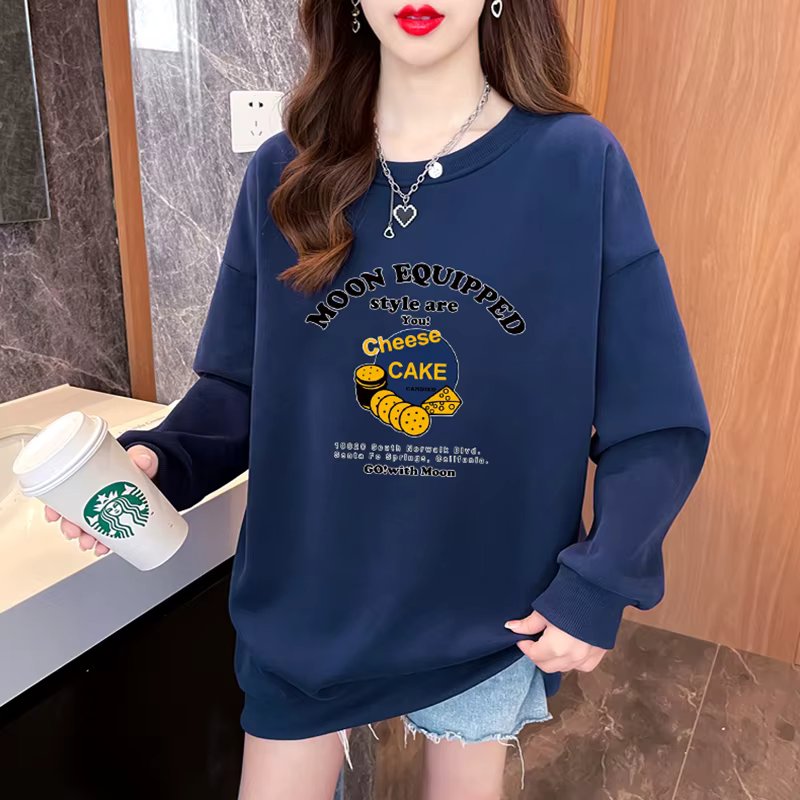 Cute illustration women loose fitting vintage letter graphic round neck T-shirt TS3055