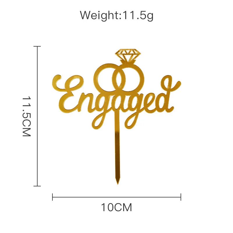 Acrylic Cake Topper Romantic Proposal Diamond Ring Bride To Be Wedding Party Cake Decoration Wedding Baking Party tag