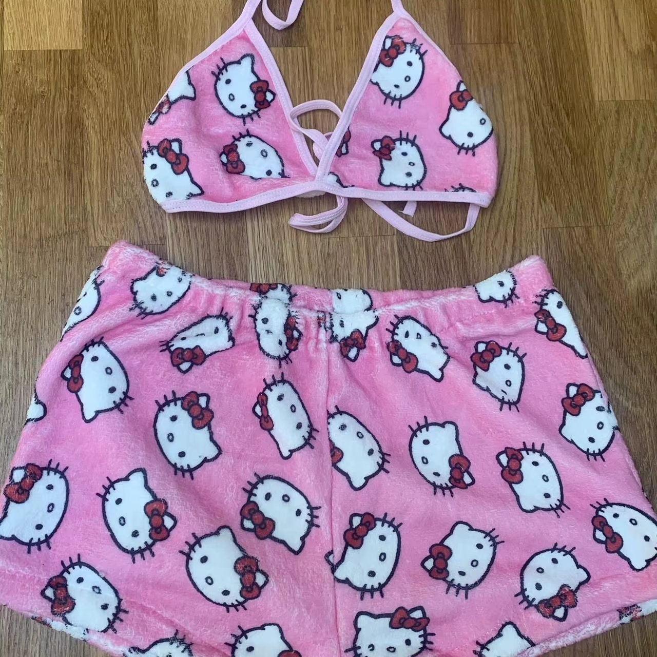 Sanrio Anime Hello Kitty Y2K Loose Ladies Pajama Two-Piece Womens Cartoon Sleep Bottoms Lounge Wear Summer Beachwear Women Suits