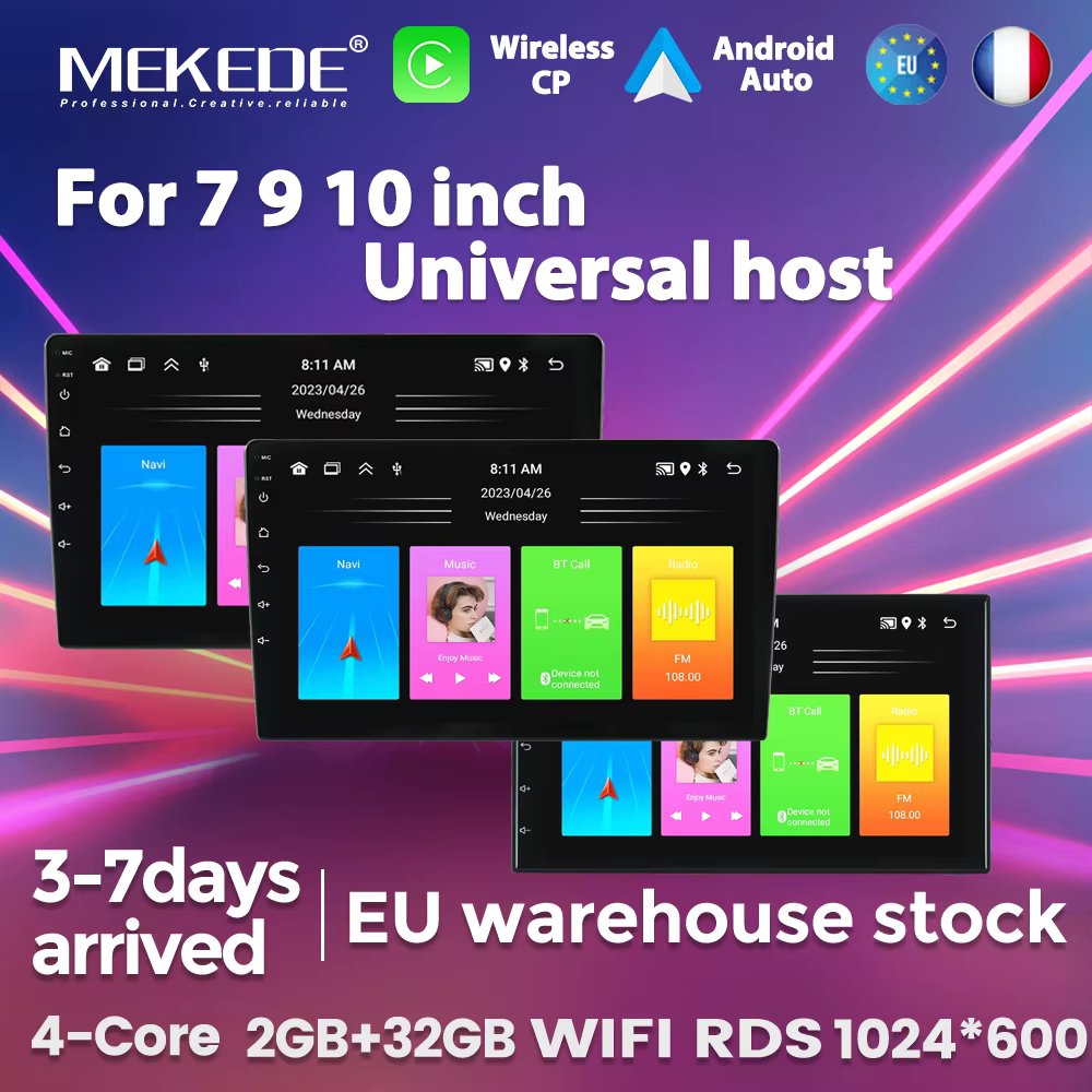 MEKEDE Wireless Carplay Android Auto Autoradio Stereo Bluetooth for BMW VW Renault Android Car Radio Universal Multimedia Player