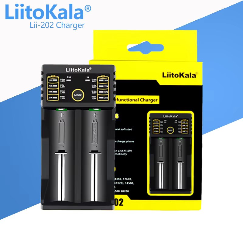 LiitoKala Lii-202 18650 Charger 1.2V/3.7V/3.2V/3.85V 21700 20700 2665014500 16340 NiMH li-ion battery Smart charger