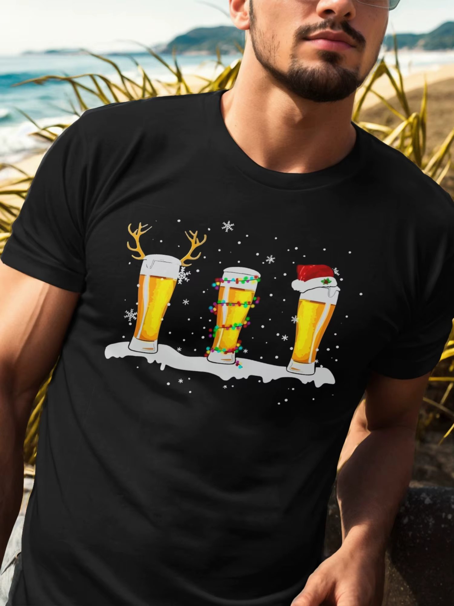 Men's short sleeved printed cotton T-shirt, round neck, comfortable and breathable, summer casual short sleeved top