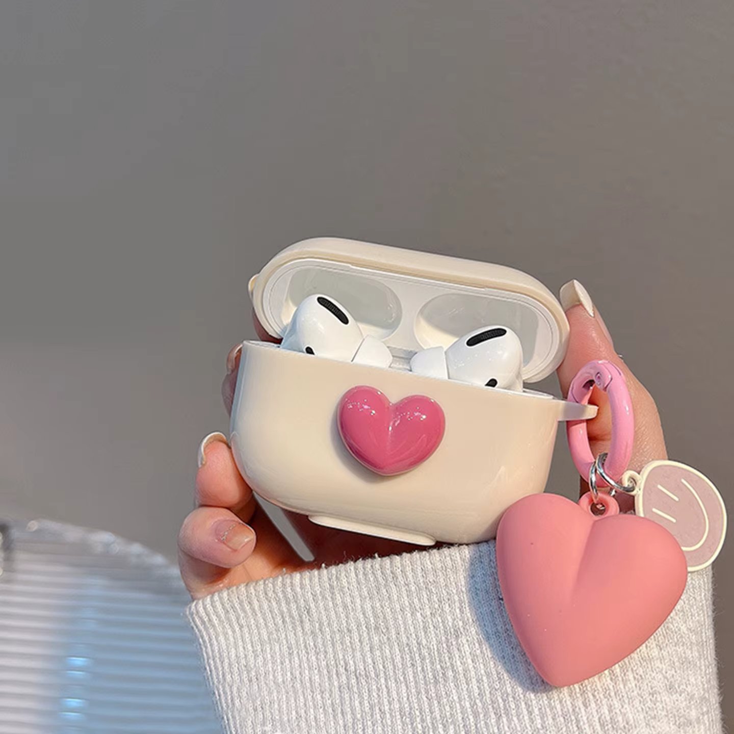 Pink Lovely Cute ins Cartoon Heart Earphone Case Point For Airpods 1 2 3 Cover Protection For Airpod Pro Pro 2nd Cases iPhone