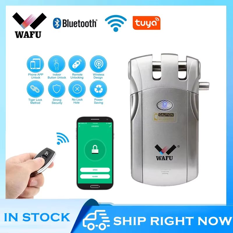 Smart Door Lock Wireless WIFI Bluetooth Control Support Tuya APP Electronic Keyless Door Invisible Smart Lock 433MHz
