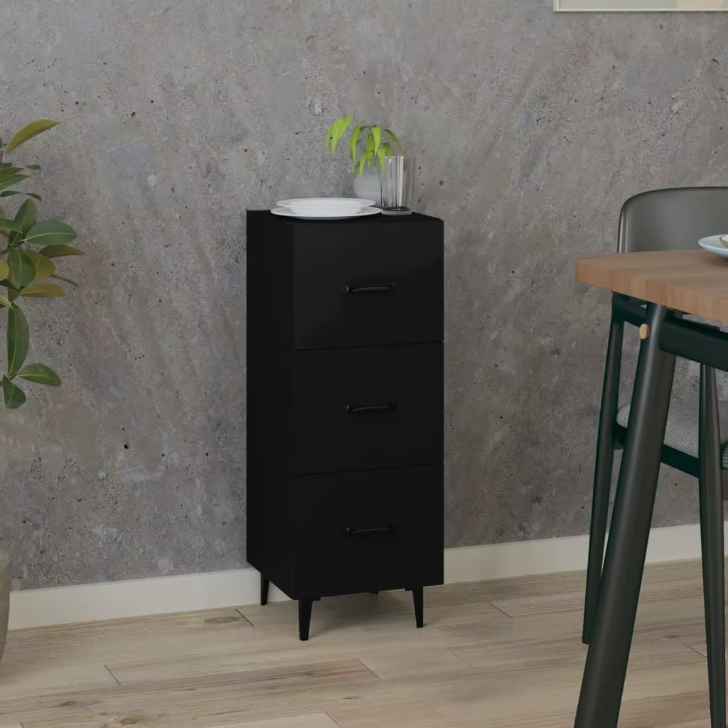 Sideboard Schwarz 34,5x34x90 cm Holzwerkstoff,Esszimmer Küchenschrank Möbel Anrichte Beistelltisch Möbel