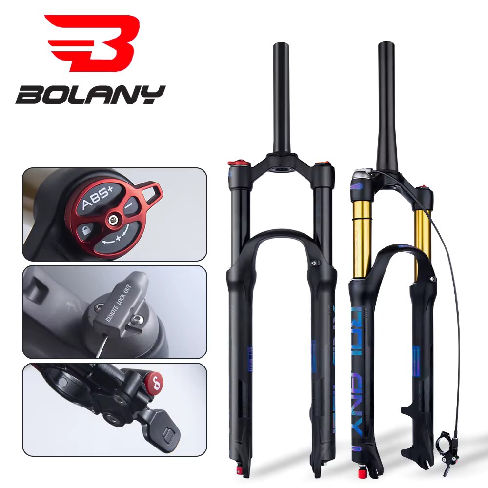 BOLANY Bike Fork Rebound Adjustable MTB Air Front Suspension 26/27.5/29 Inch 120mm Travel Quick Release Fork Bicycle Accessories