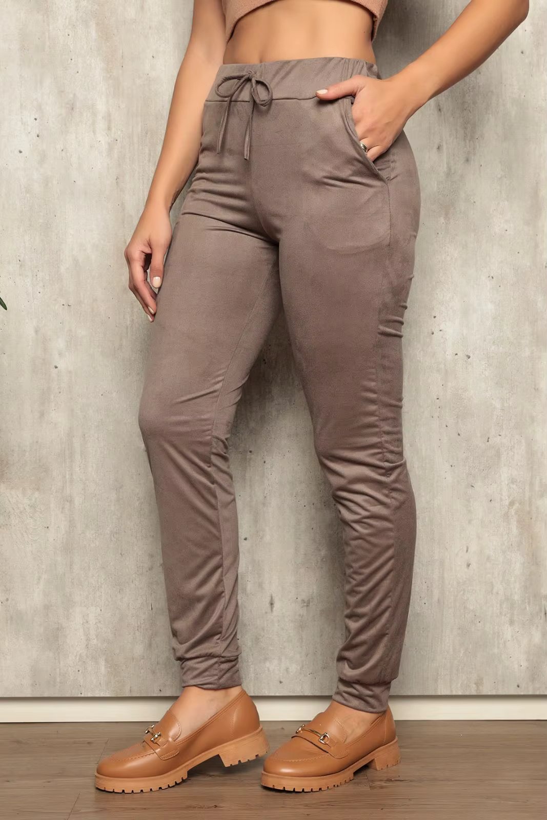 Comify Jogger Suede Women's Gray Pants