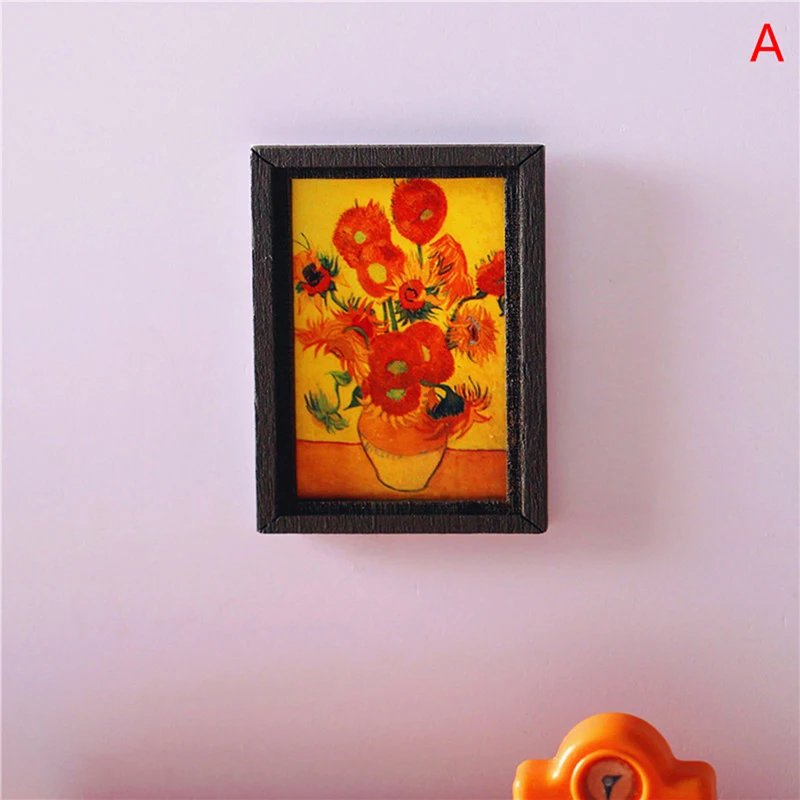 1 Pcs 1:12 Mini Dollhouse Miniature Photo Frame Antique Manny Frame Oil Painting DIY Doll House Decorative Accessories