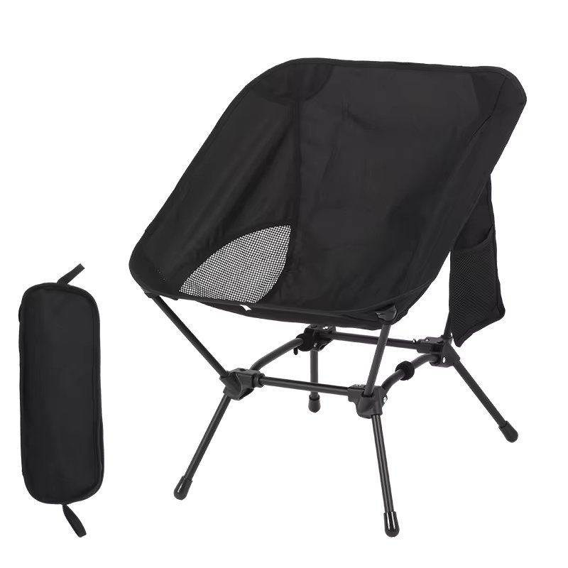 Square Structure Beach Fishing Stool, Convenient Four-Corner Camping Folding Chair, Lightweight Iron Tube Moon Chair