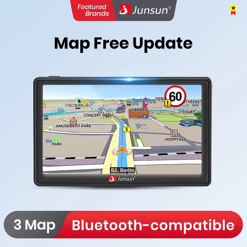 Junsun D100 Car GPS Navigation 7 Inch Touch Screen 256M+8G FM Voice Prompts Europe New Map Free Update Truck GPS Navigators