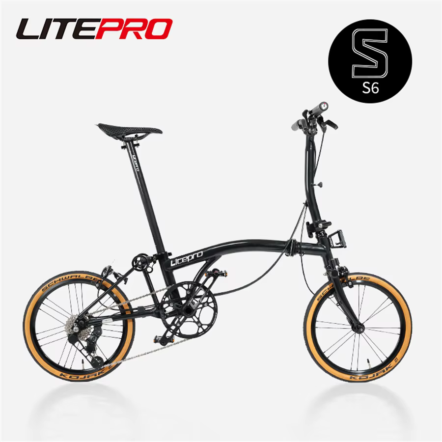 Litepro 16 Inch 6-Speed Folding Bicycle S6 Aluminum Alloy Three Fold Free Installation Commuting Portable Adult Folding Bike