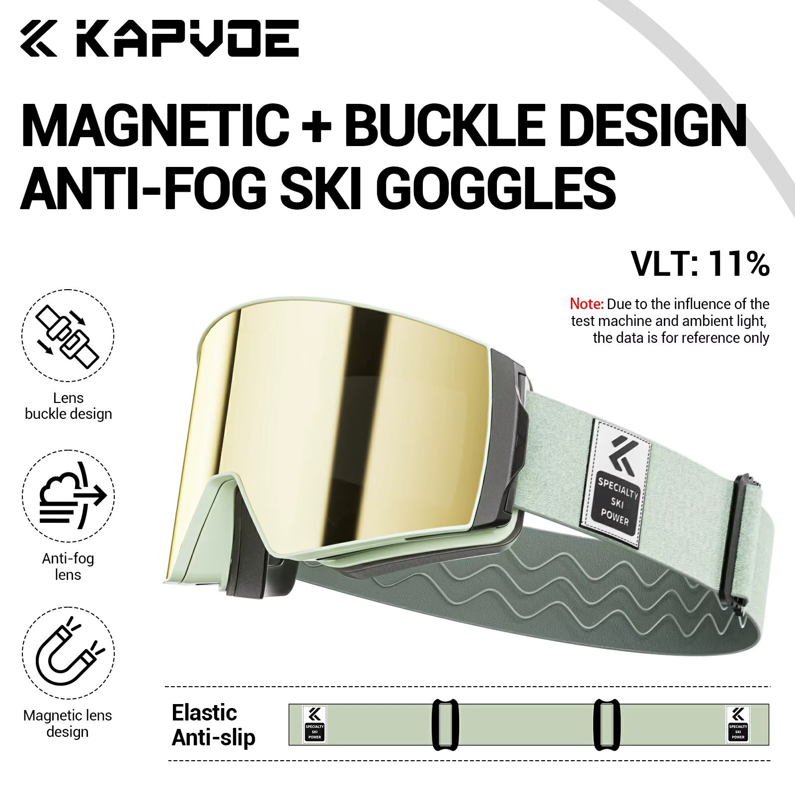 KAPVOE Outdoor Ski Snowboard Goggles for Men Women OTG Snow Goggles Anti Fog UV Protection Double Layer Magnetic Lenses