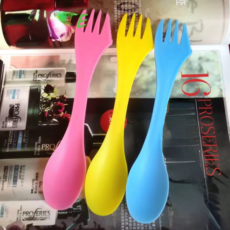 Plastic Spoke Combo Travel tool, Curt Tra cutterhead Spoon Fork cutter, Travel Camping Hiking Picnic, 3 in 1