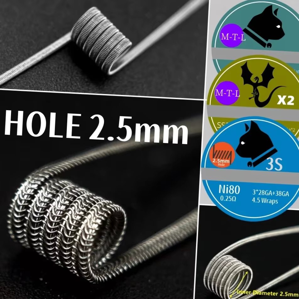 30 Models 2.5mm Classic/Opposite Direction Spiral Springs Resistance Clips Coils 3 Materials SS316/NiChrome80/KA1