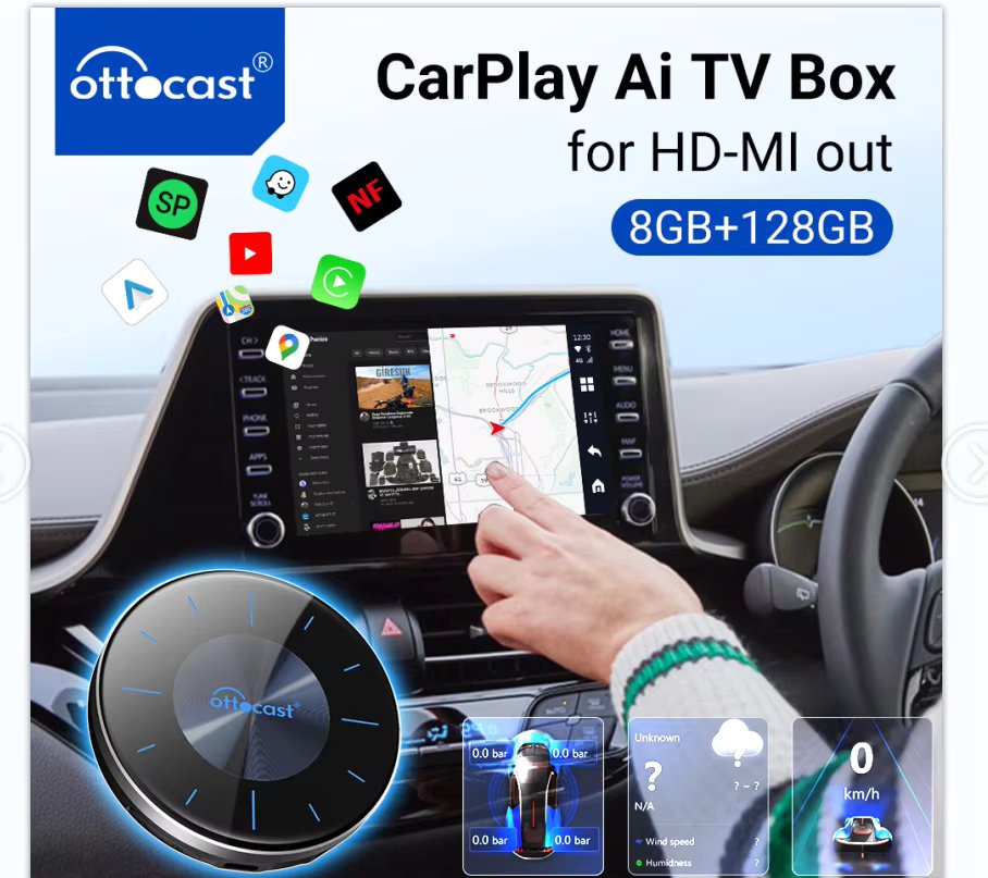 Watch video for Ottocast P3 CarPlay AI TV Box Wireless Android Auto Car Play Accessories-OEM WIreline CarPlay Car Android System