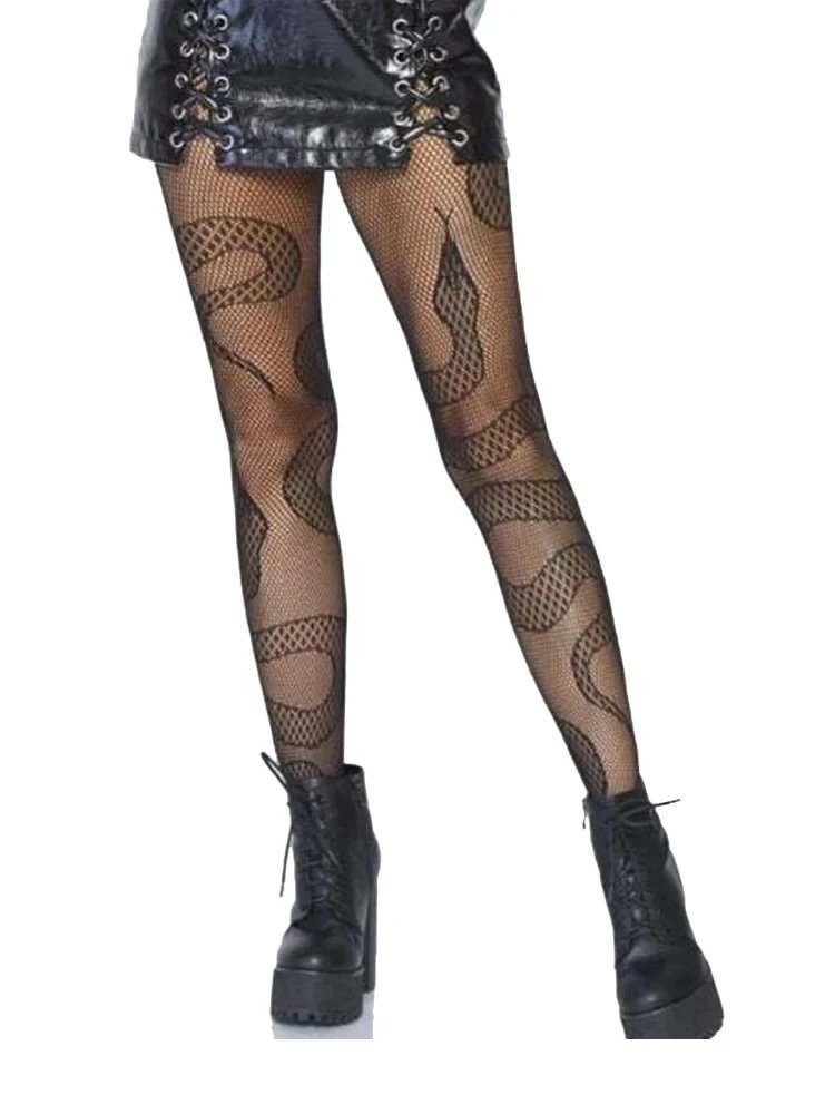 Y2K Women Sexy Retro Gothic Lolita Cross Print Club Tights Goth Lolita Cosplay JK Girls Tights Nylon Socks Fishnet Pantyhose #10