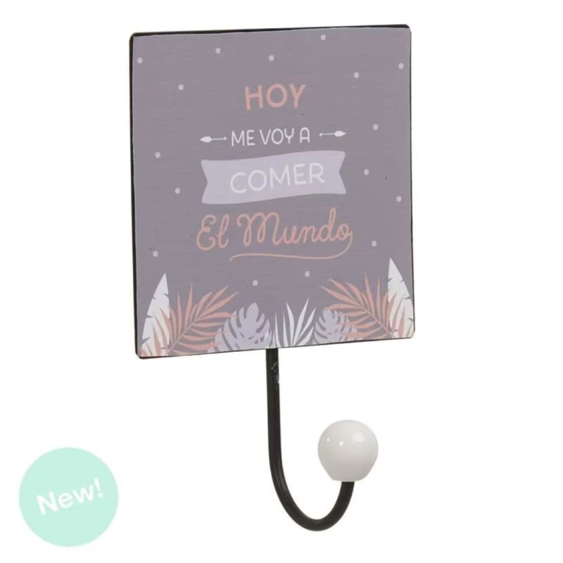 Wall hangers single coat rack leaves "Today I'm going to eat the world" 957047