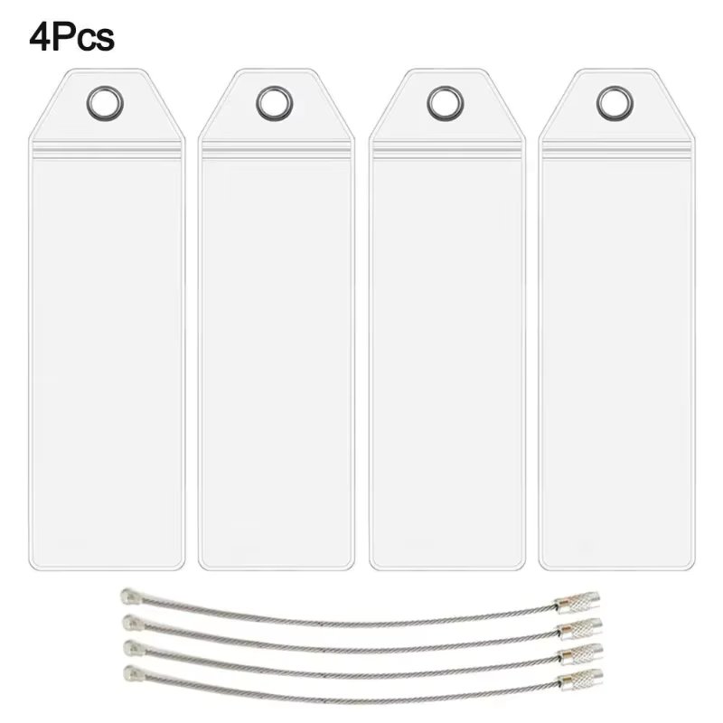 4pcs Cruise Luggage Suitcase Tag Label Holder Zip Seal Steel Loops For Travel Baggage Labels
