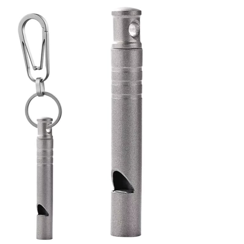 Titanium Whistle Urgent Camping Whistle Safety Tool Hiking Whistle Survival Gear Titanium Alloy Keychain Whistle Loud Whistle