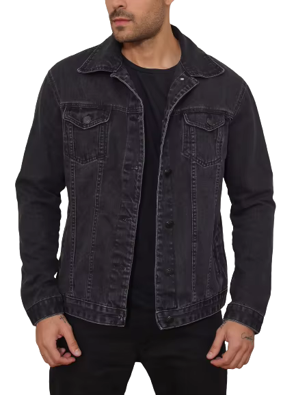 Premium Quality Black Jeans Men's Jacket with Pocket Long Sleeve Elegant Brazil PTRL JEANS