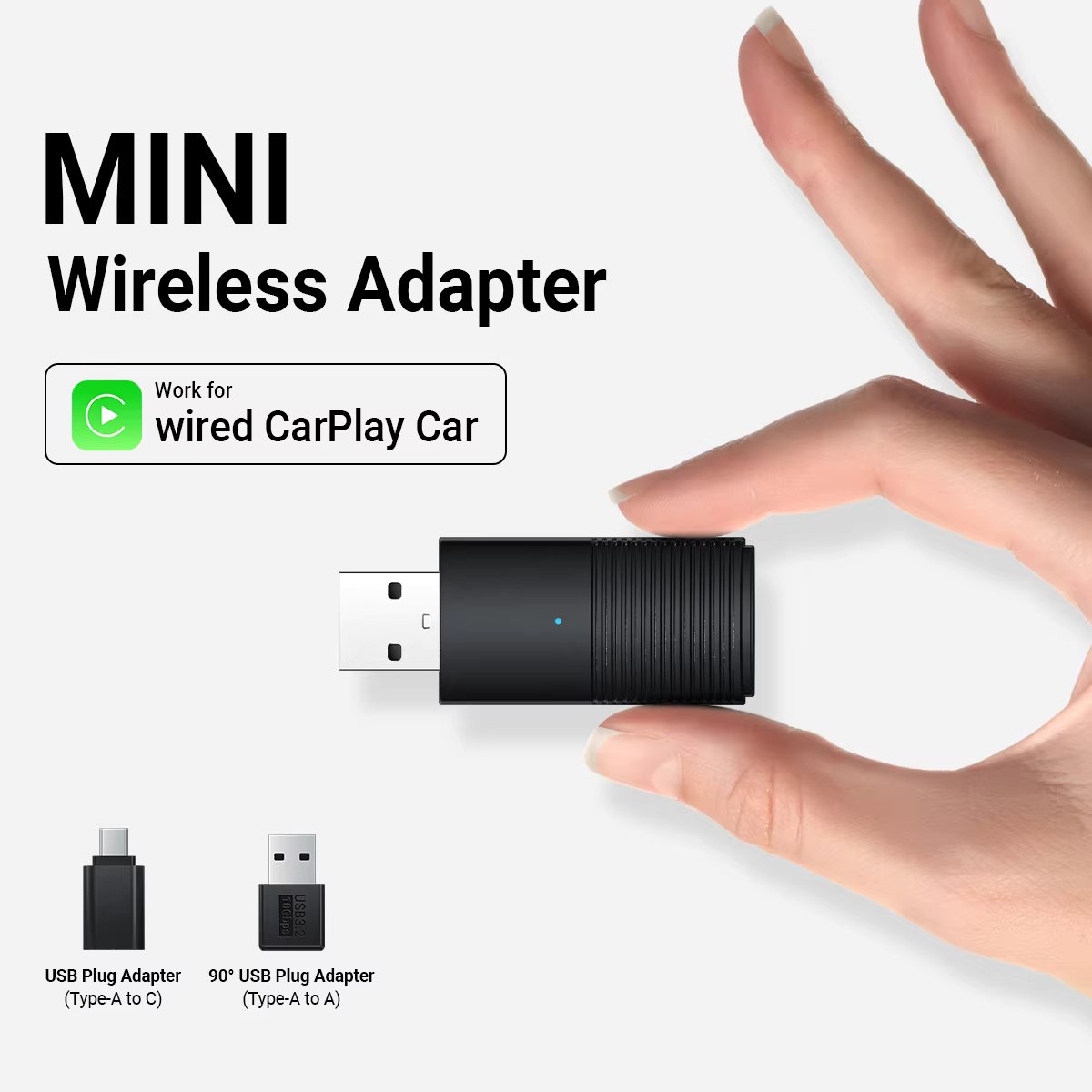 2024 Mini Wireless CarPlay Adapter Car Play Dongle Bluetooth WiFi Fast Connect Plug and Play for OEM Wired CarPlay Car New