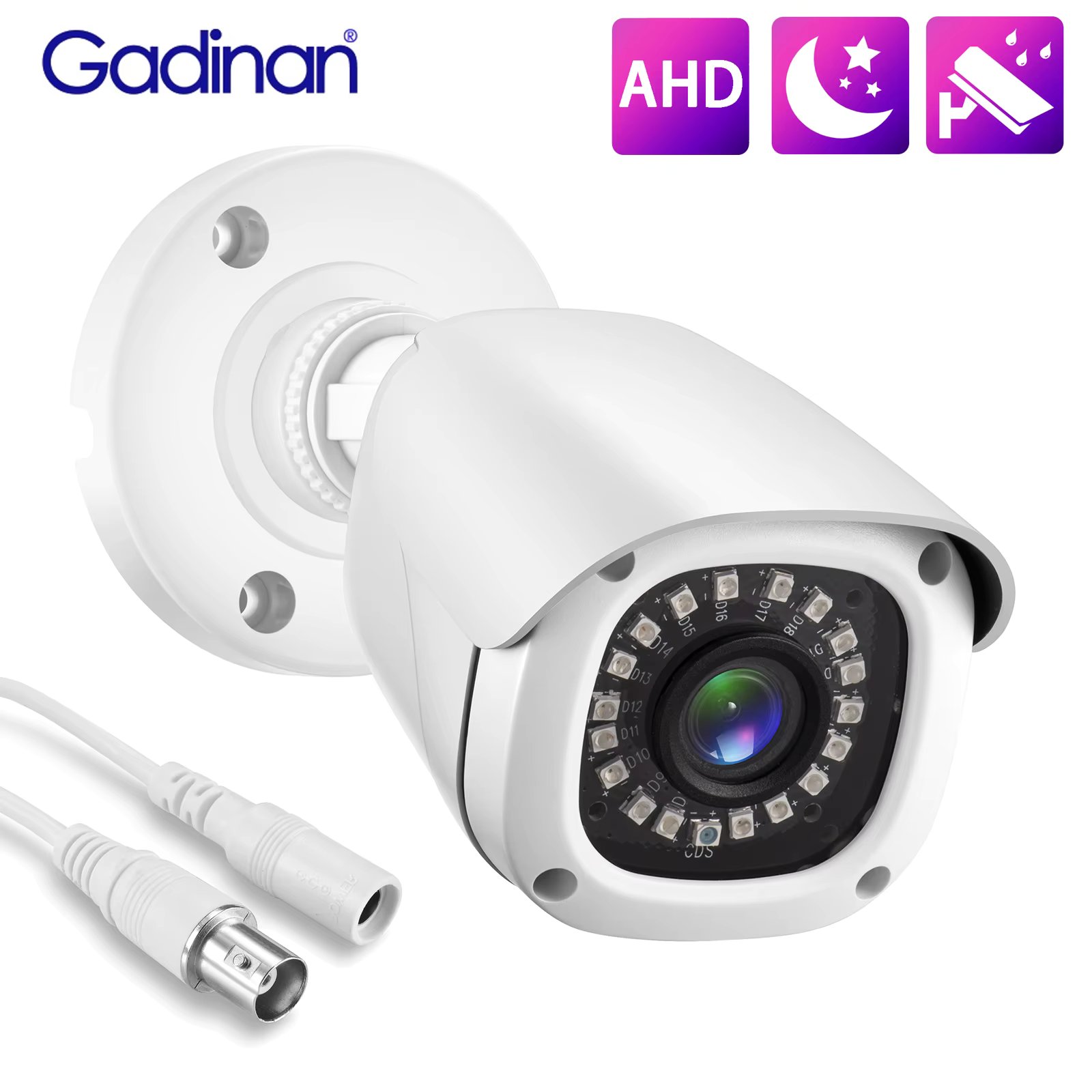 Gadinan HD 720P 1080P 5MP AHD Camera Home Wired Surveillance Infrared Night Vision Bullet Outdoor BNC CCTV Security Camera