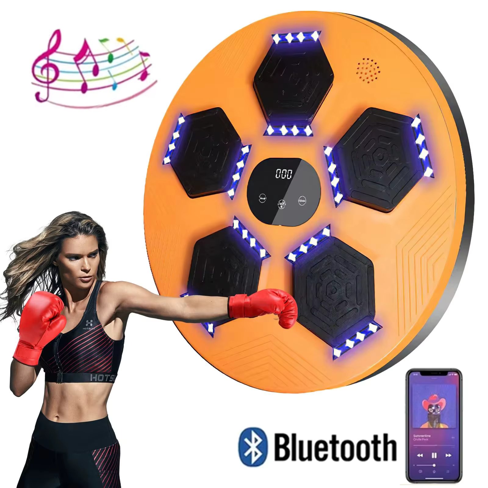 Smart Music Boxing Machine LED Lighted Wall Hanging Sandbag Relaxing Reaction Training Target for Boxing Sports Agility Reaction