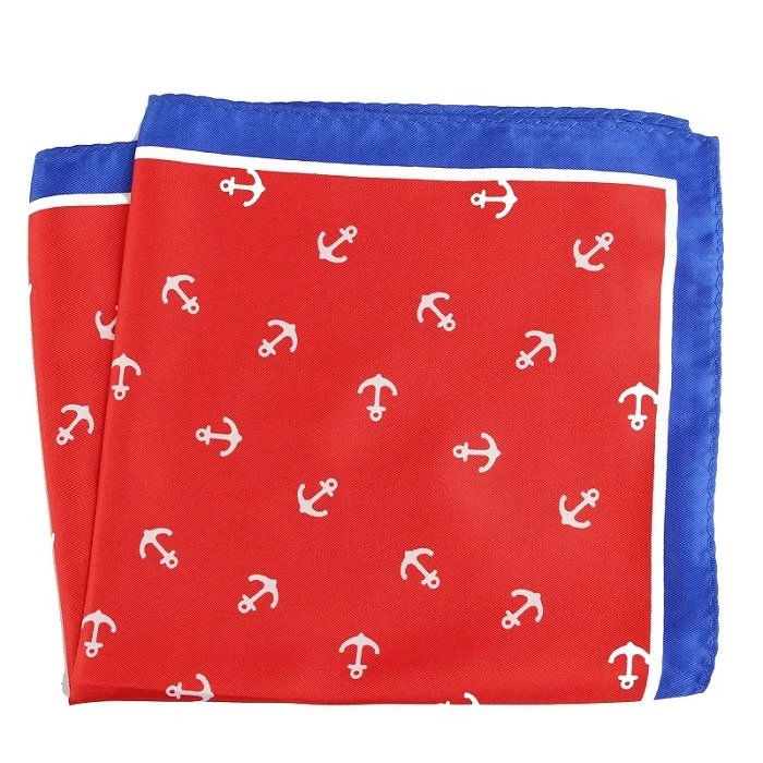 Tailor Smith Men's Handkerchief Floral Anchor Checked Polka Dot Printed Hankies Polyester Hanky Business Pocket Square 33x33 CM