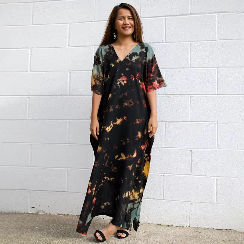 Kaftans Beach Dress Tie Dye Printed Bikini Cover Ups for Swimwear Women Bohemian Bathing Suits Beachwear Dropshipping Hot Sale!