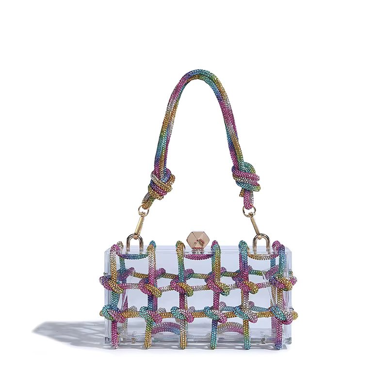 High Fashion Acrylic Handbag Shoulder Bag with Diamond Evening Banquets