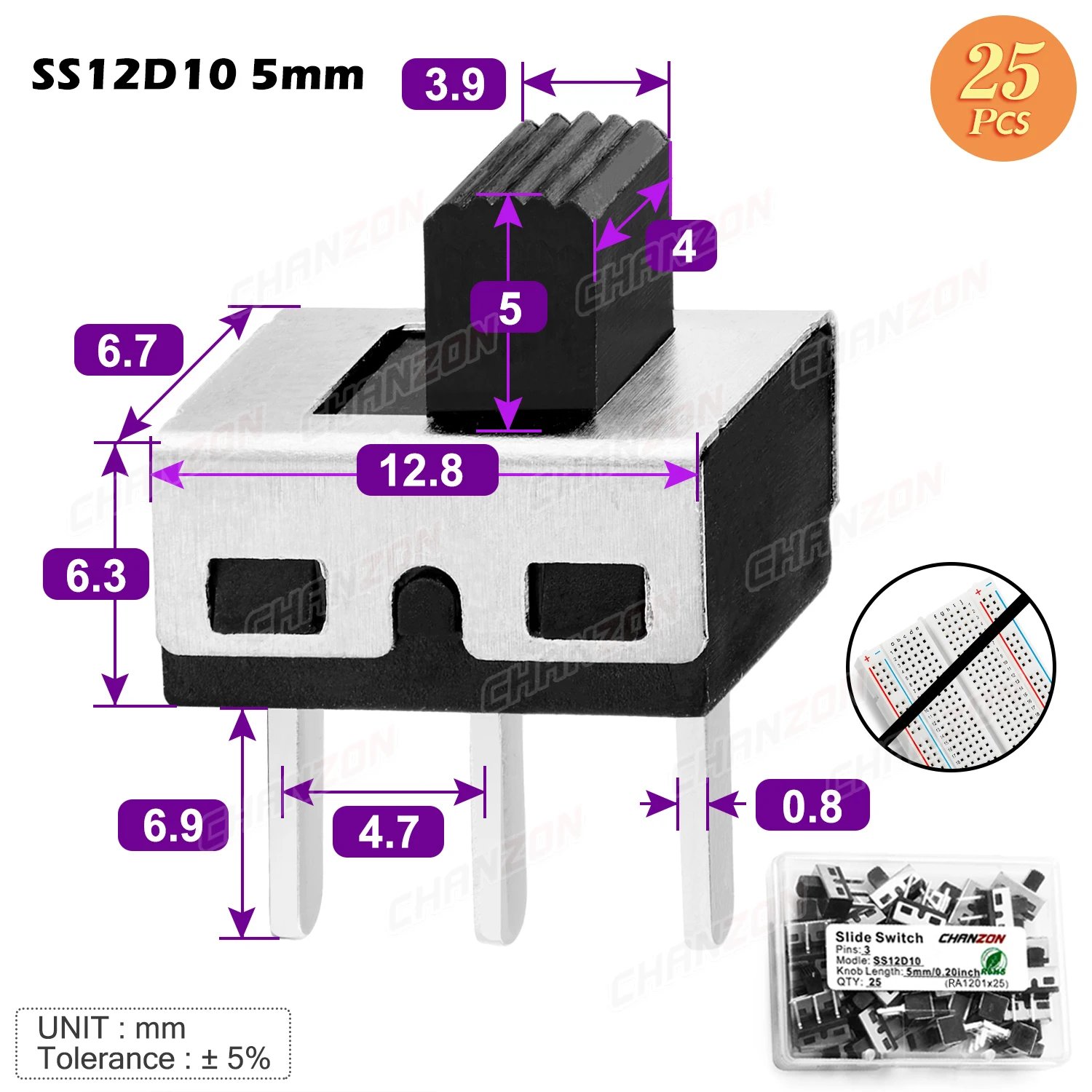 25pcs SS12D10 5mm